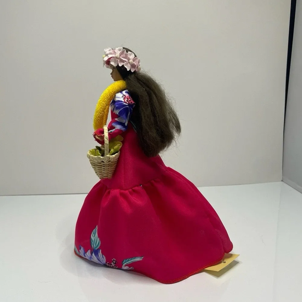 Vintage Makaleka‎ Hawaiian Doll Handmade Red Muumuu Dress Tapa Mache Face W. Tag